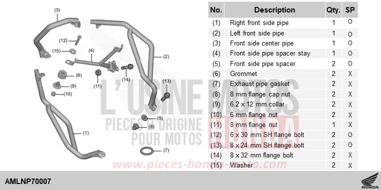 KIT,FR SIDE PIPE (L1/L3) de Africa Twin DCT MAT BALLISTIC BLACK METALLIC (NHA86) 2024